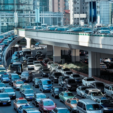 automobile congestion in the morning rush hour